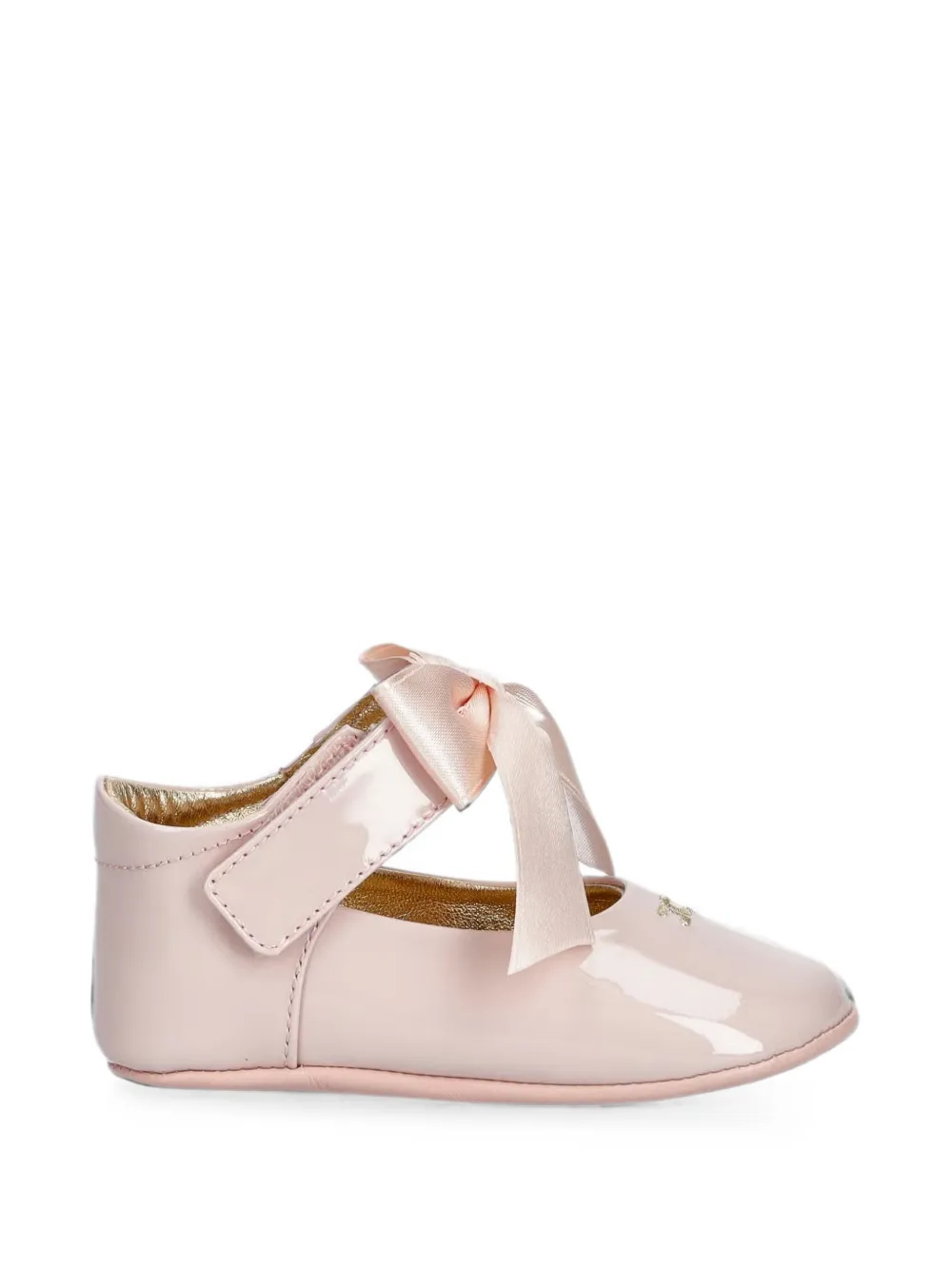 Elisabetta Franchi La Mia Bambina bow-detail patent-leather ballet flats Roze