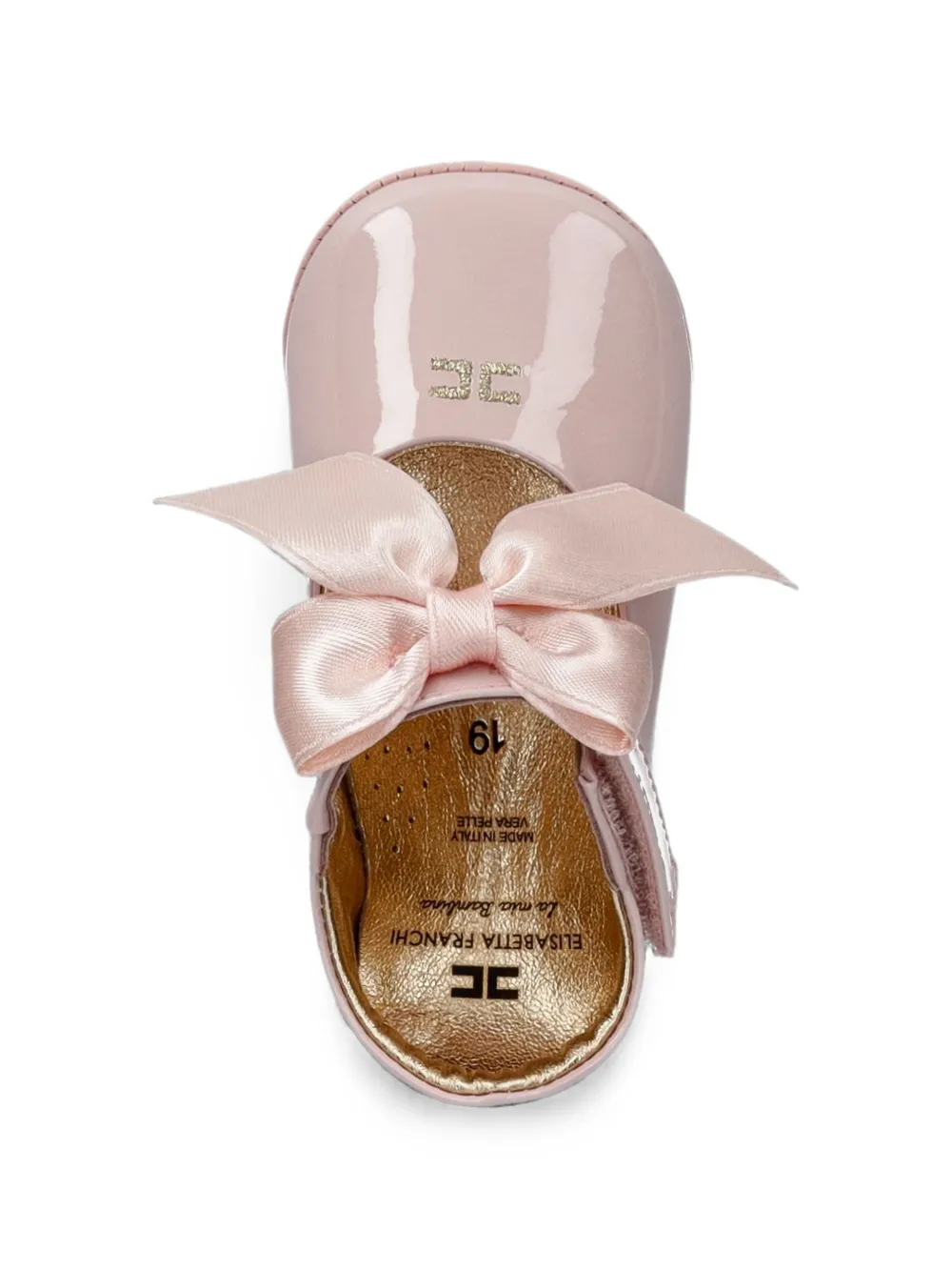 Elisabetta Franchi La Mia Bambina bow-detail patent-leather ballet flats Roze
