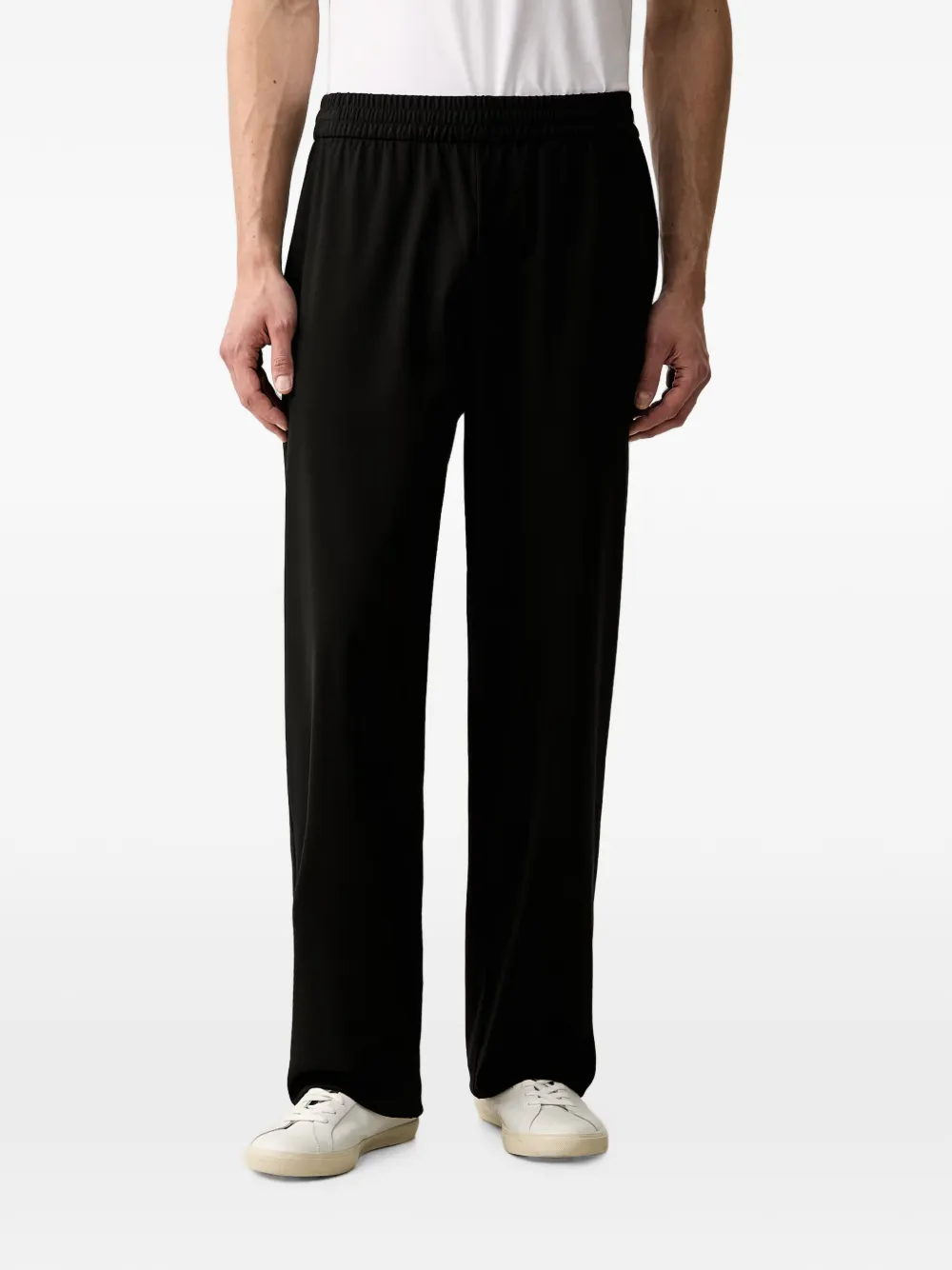 Emporio Armani logo-embroidered elasticated-waistband track pants - Nero