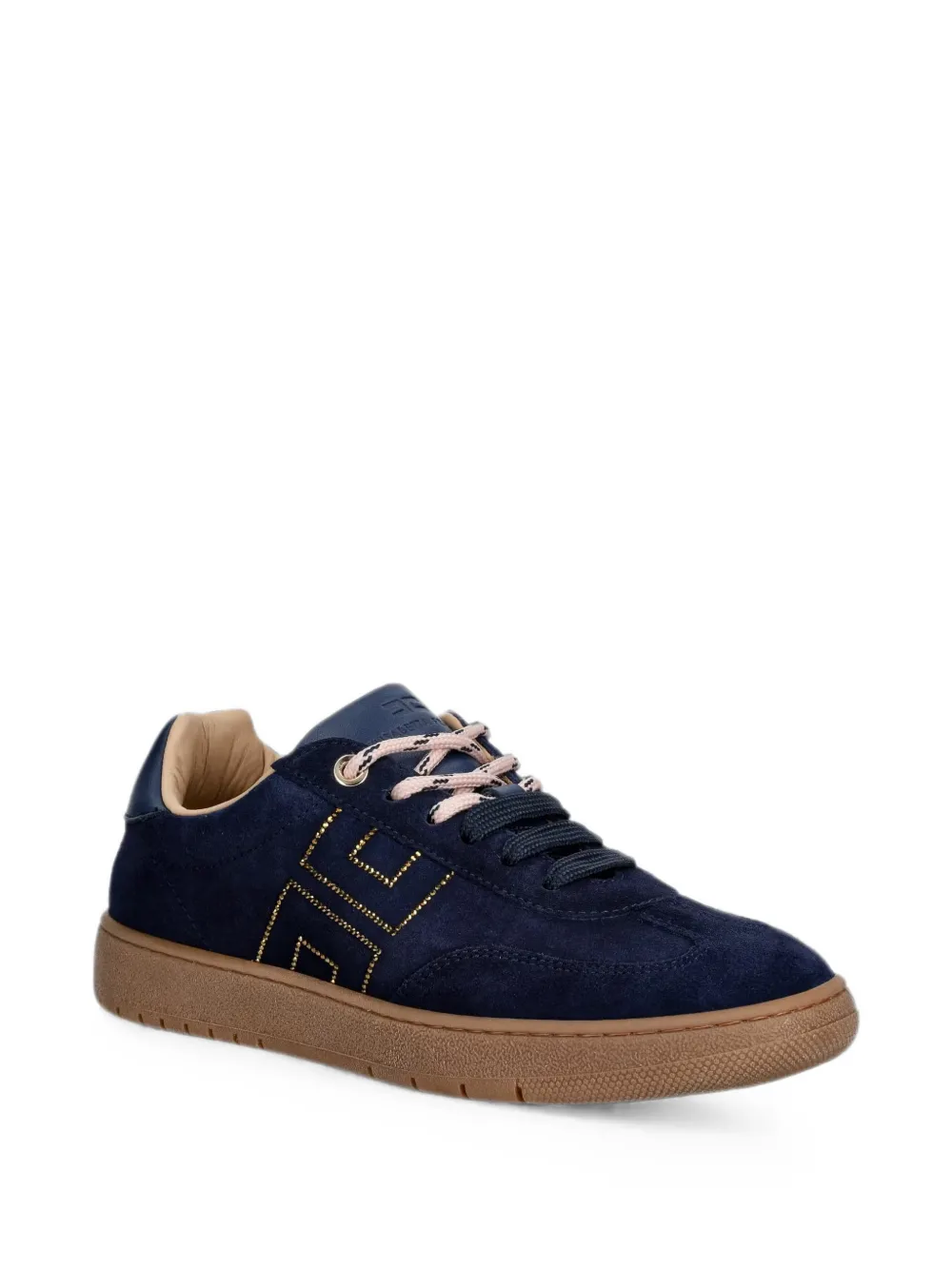 Elisabetta Franchi La Mia Bambina monogram-detail suede sneakers - Blu