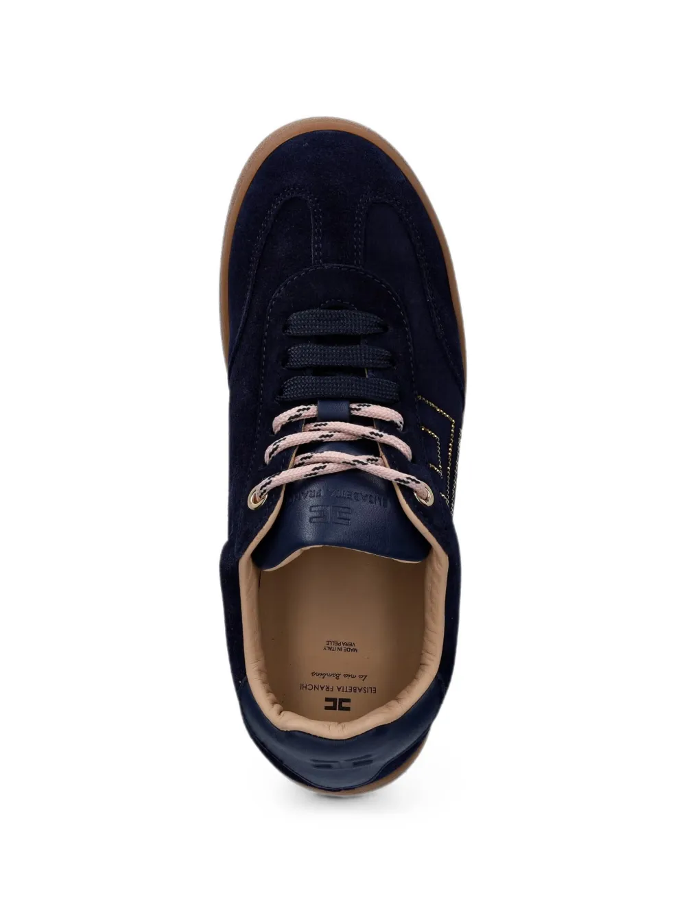 Elisabetta Franchi La Mia Bambina monogram-detail suede sneakers Blauw