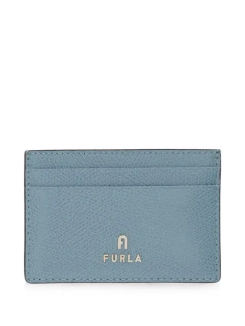 Furla logo-plaque grained leather card holder