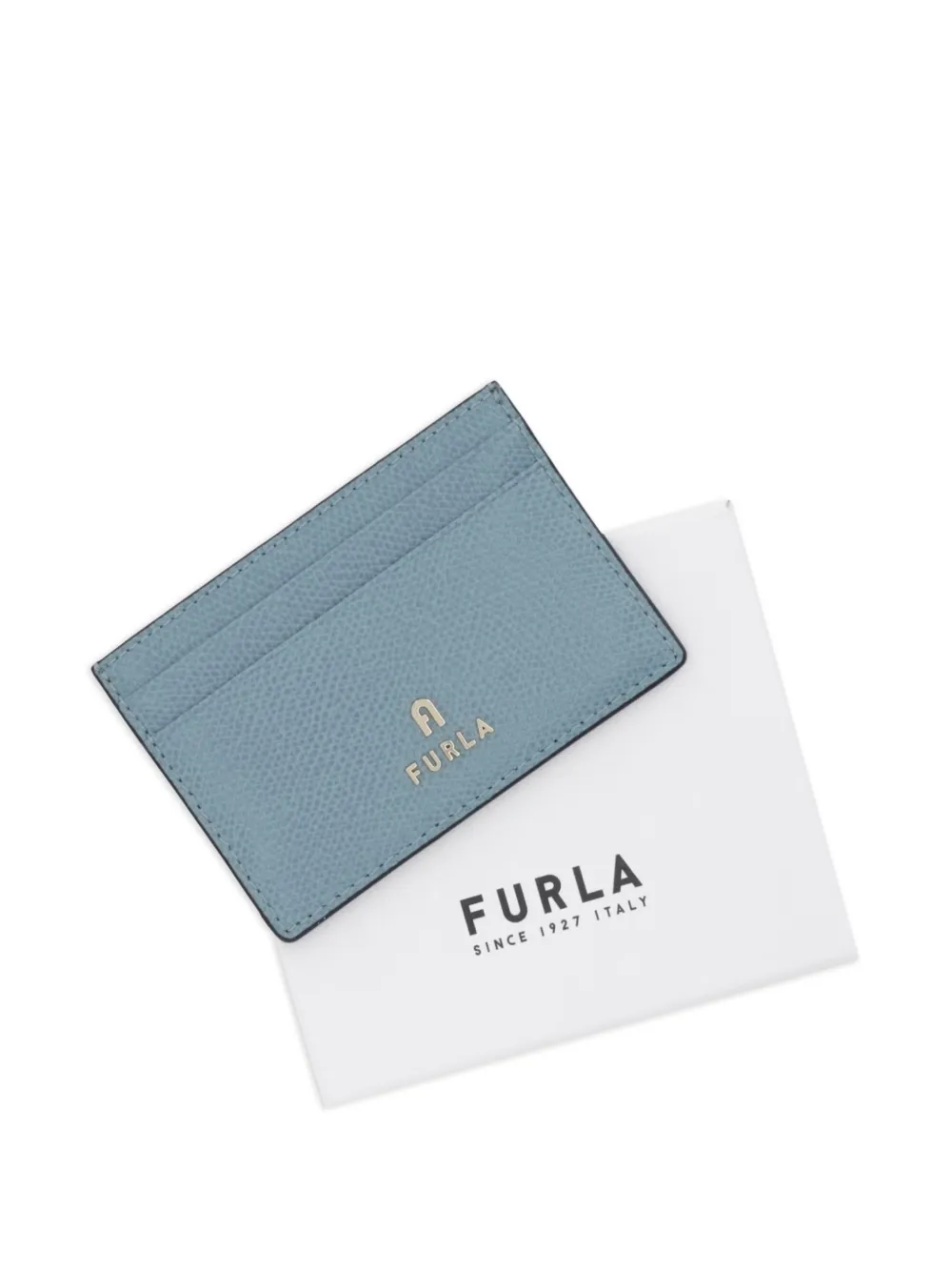 Furla Leren pasjeshouder met logoplakkaat Blauw