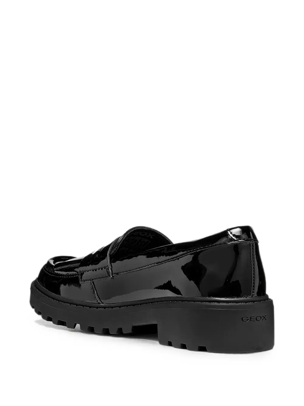 Geox Kids fringe-detail patent-finish loafers Zwart
