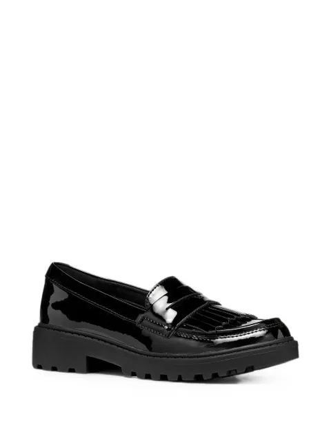 Geox Kids fringe-detail patent-finish loafers
