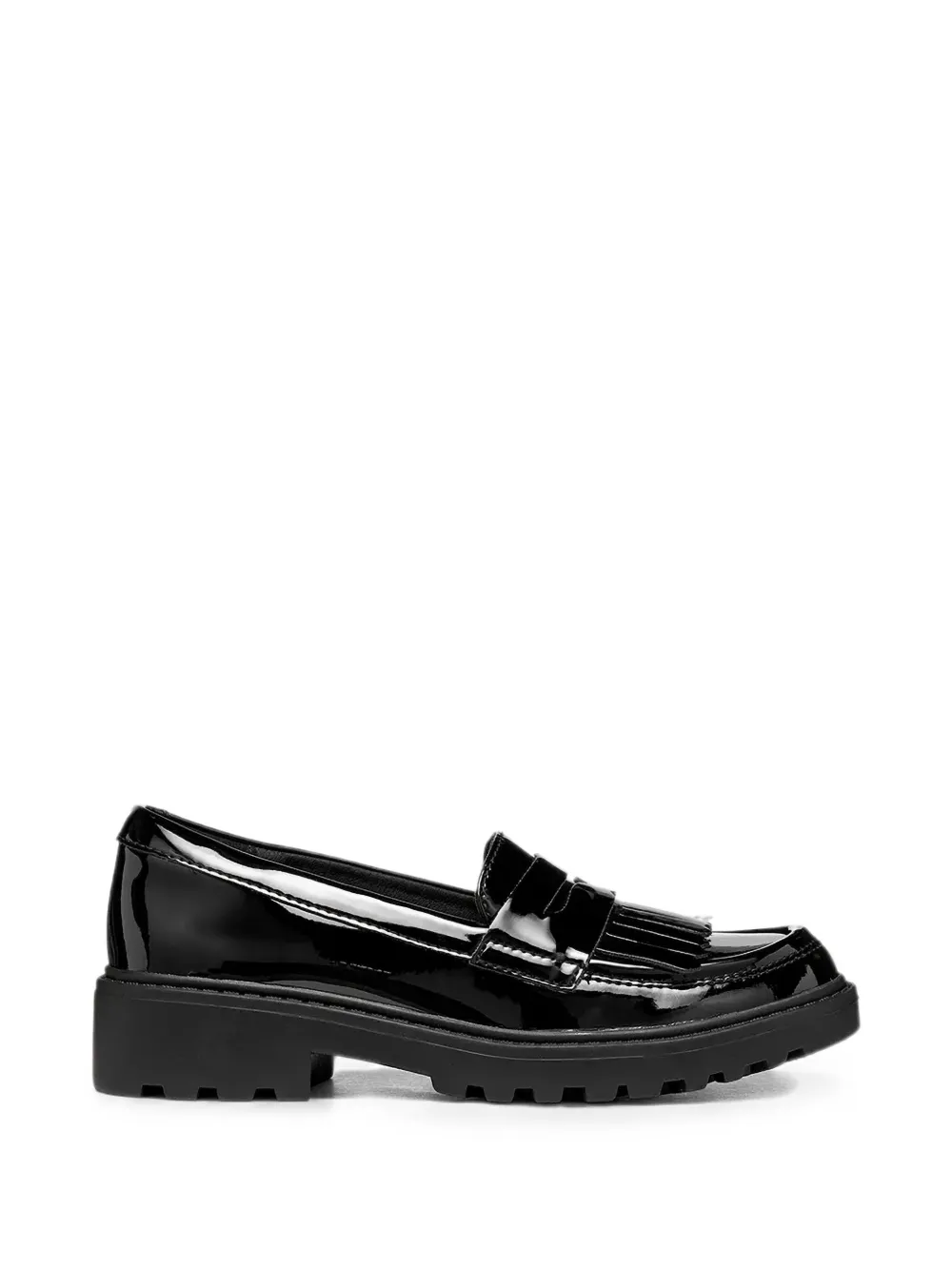 Geox Kids fringe-detail patent-finish loafers Zwart