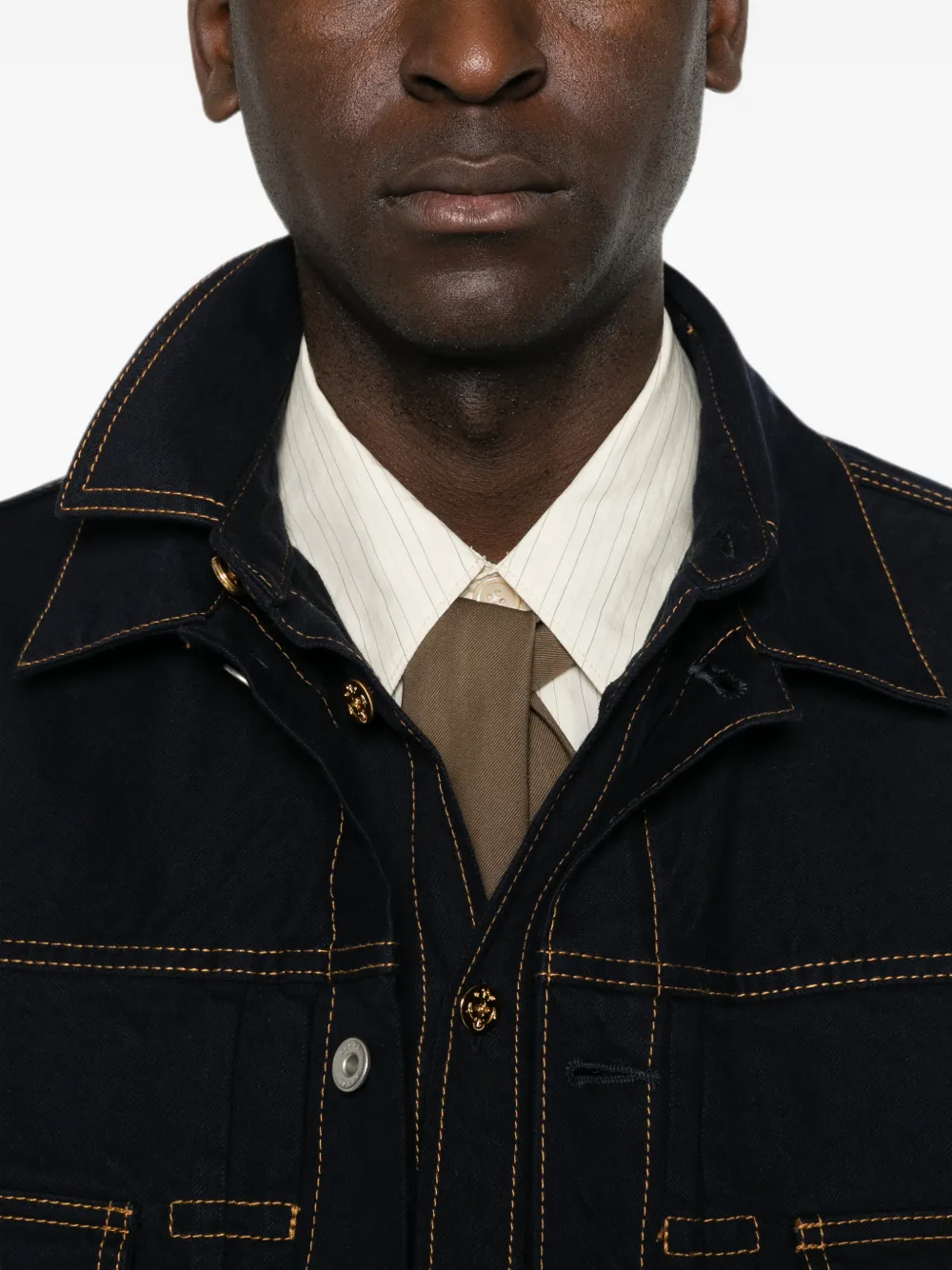 sacai Denim jack met gelaagd design Blauw
