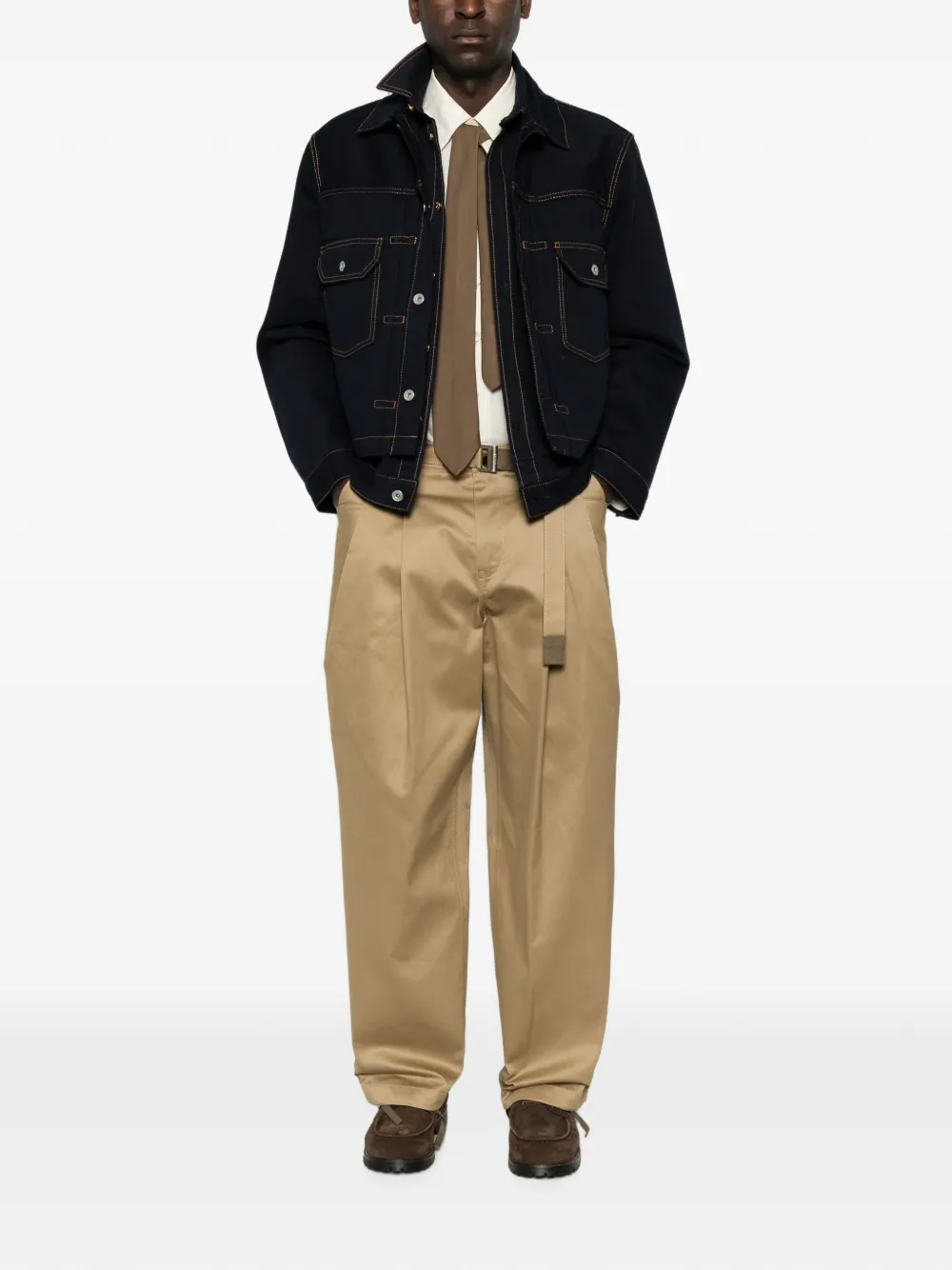 sacai Denim jack met gelaagd design Blauw