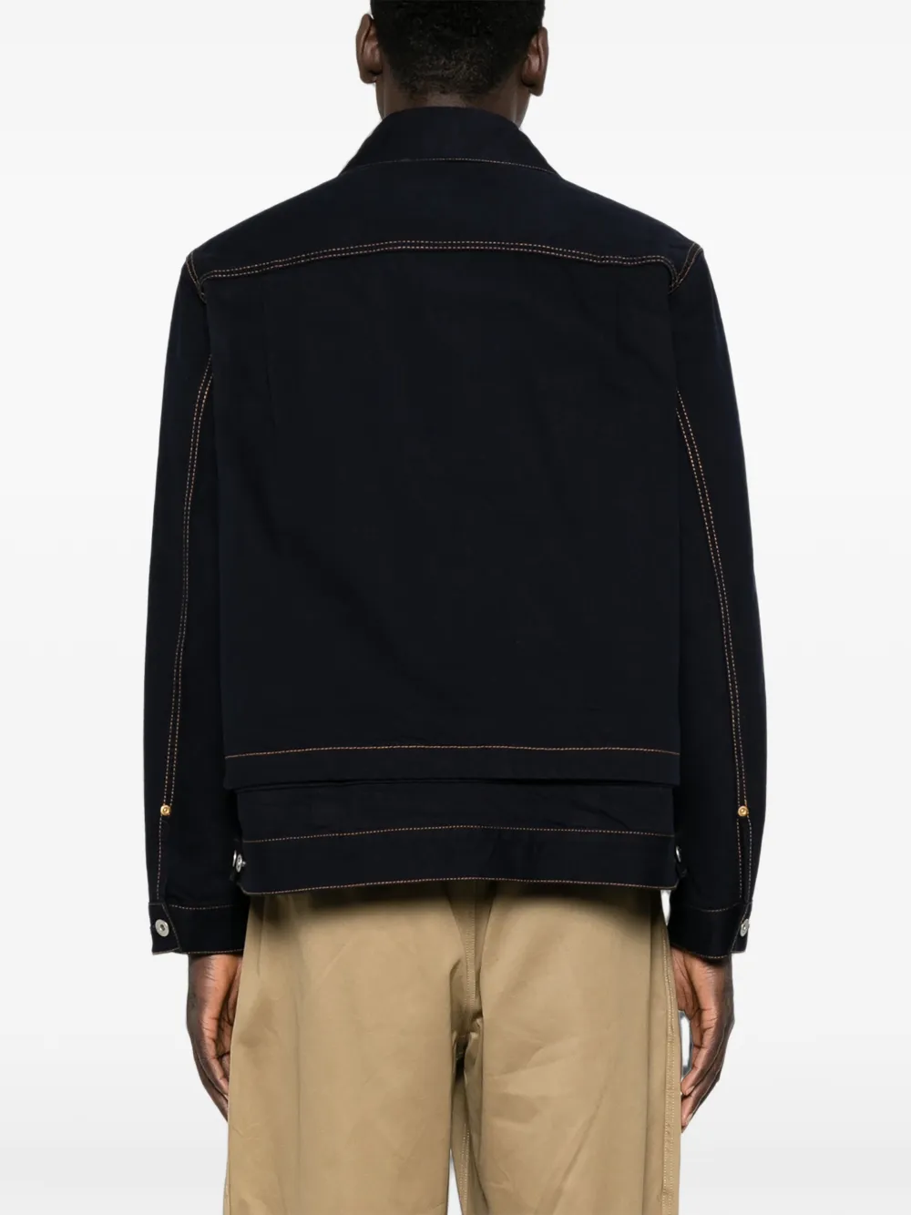 sacai Denim jack met gelaagd design Blauw