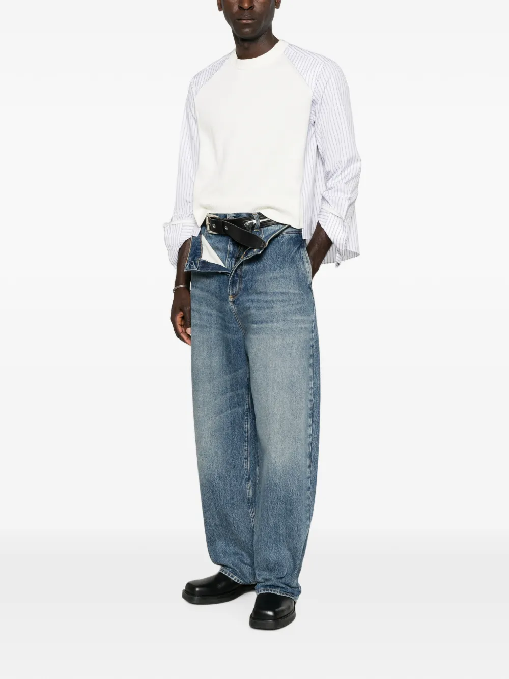 sacai Trui met gestreept vlak Wit