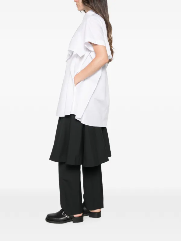 Sacai Ruffled-detail Short-sleeve Mini Dress in White