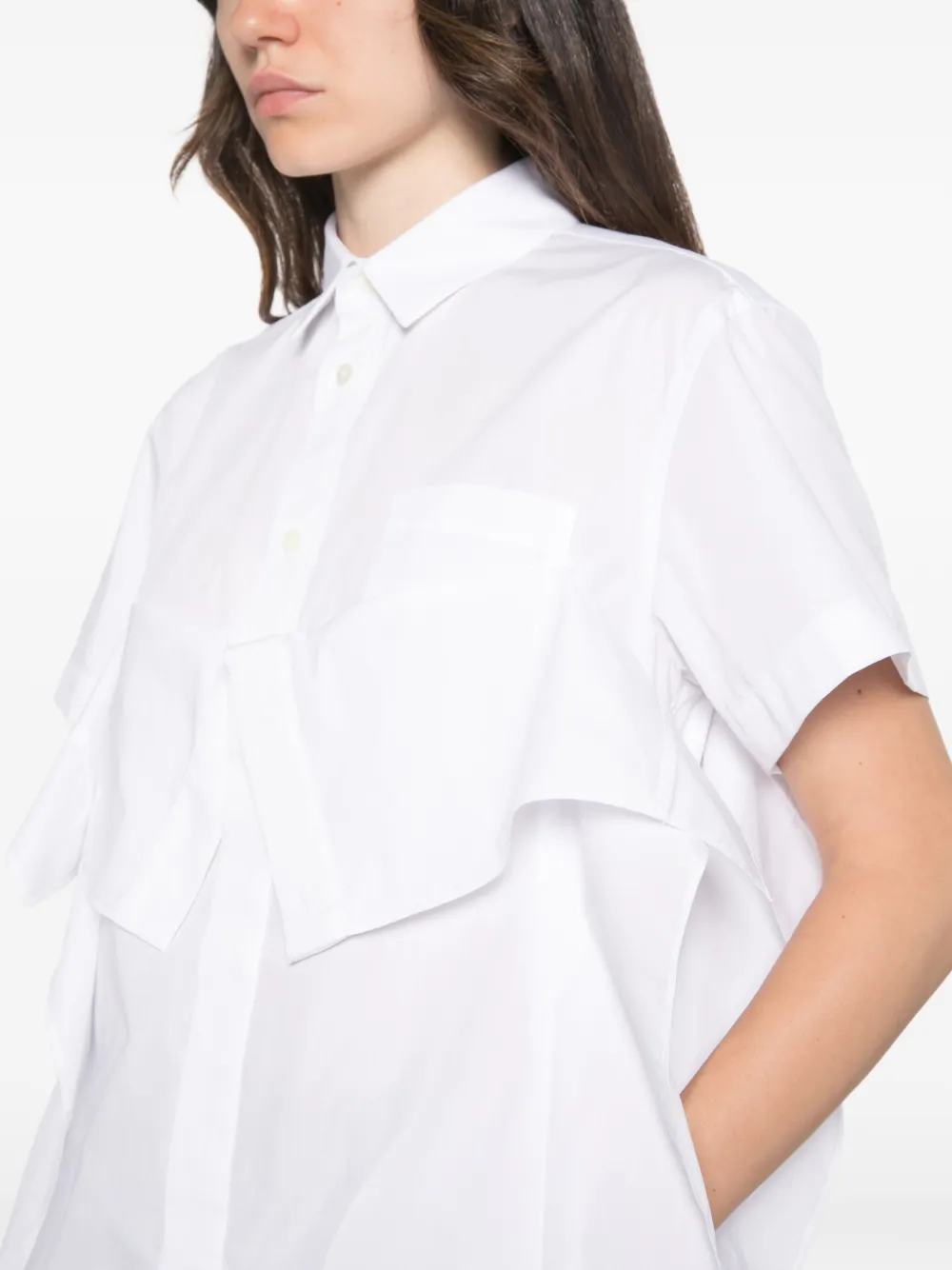 sacai ruffled-detail short-sleeve mini dress Wit