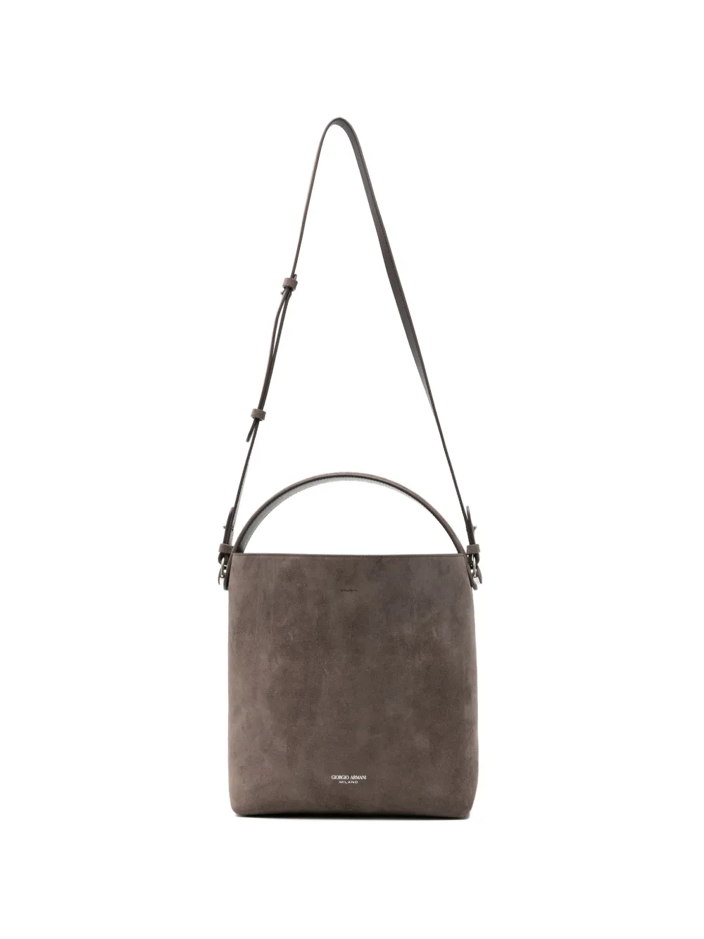 Giorgio Armani Borsa tote in pelle scamosciata con logo - Marrone