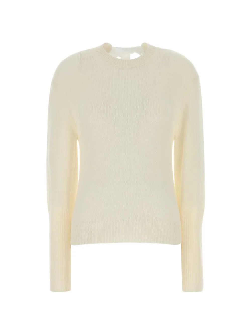 Lanvin Bow-detail Ribbed-cuff Sweater In Neutral
