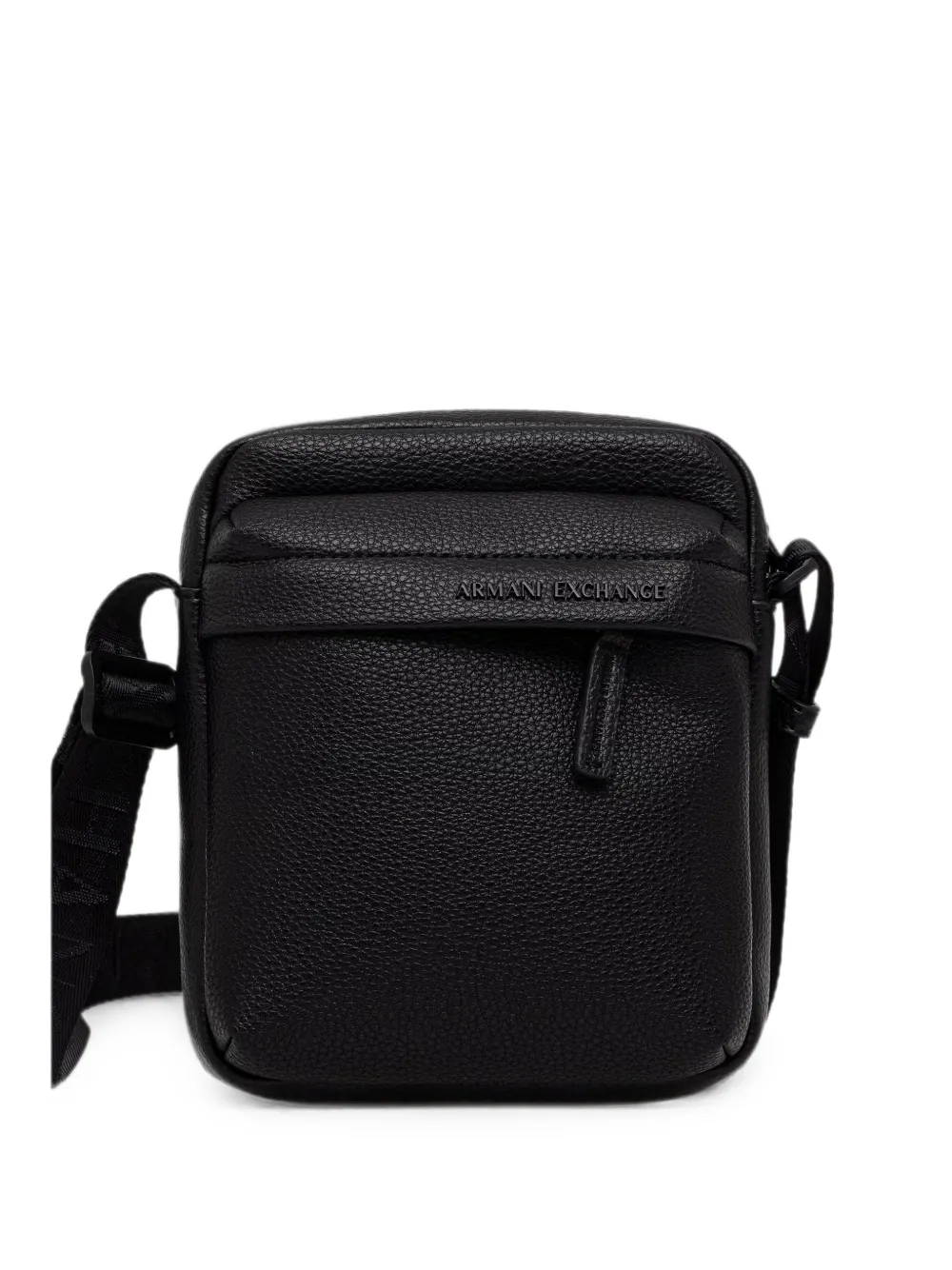 Armani Exchange Logo-plaque Pebbled Messenger Bag In Black