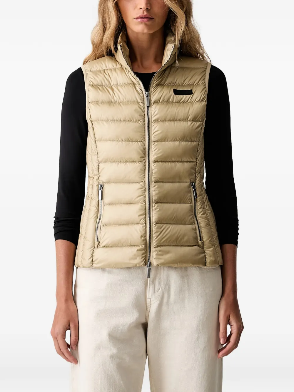 Armani Exchange Quilted High-neck Gilet In Neutral
