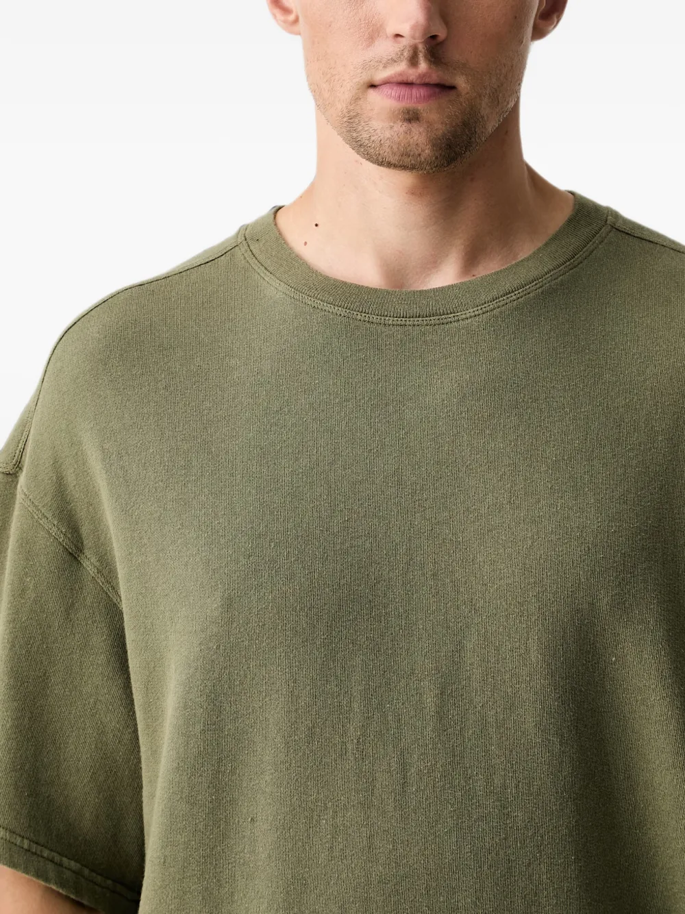 American Vintage Vibtown T-shirt met ronde hals en verlaagde schouders Groen