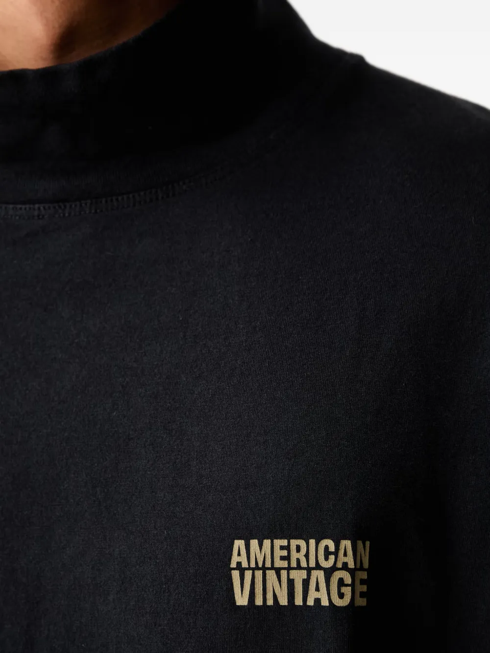 American Vintage Gixy sweater met logo-print en hoge hals Zwart