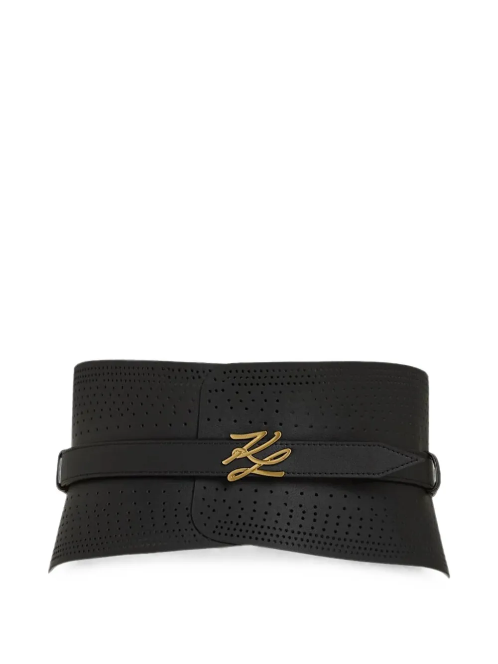 Karl Lagerfeld K/autograph Perforated Waist Belt In Black