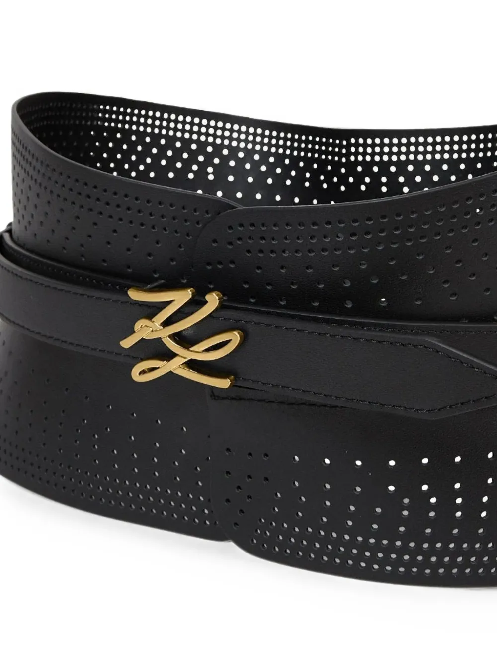 Karl Lagerfeld K Autograph tailleriem met geperforeerde details Zwart