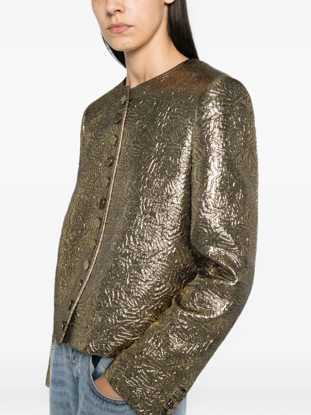 Msgm Button-front Jacket In Gold