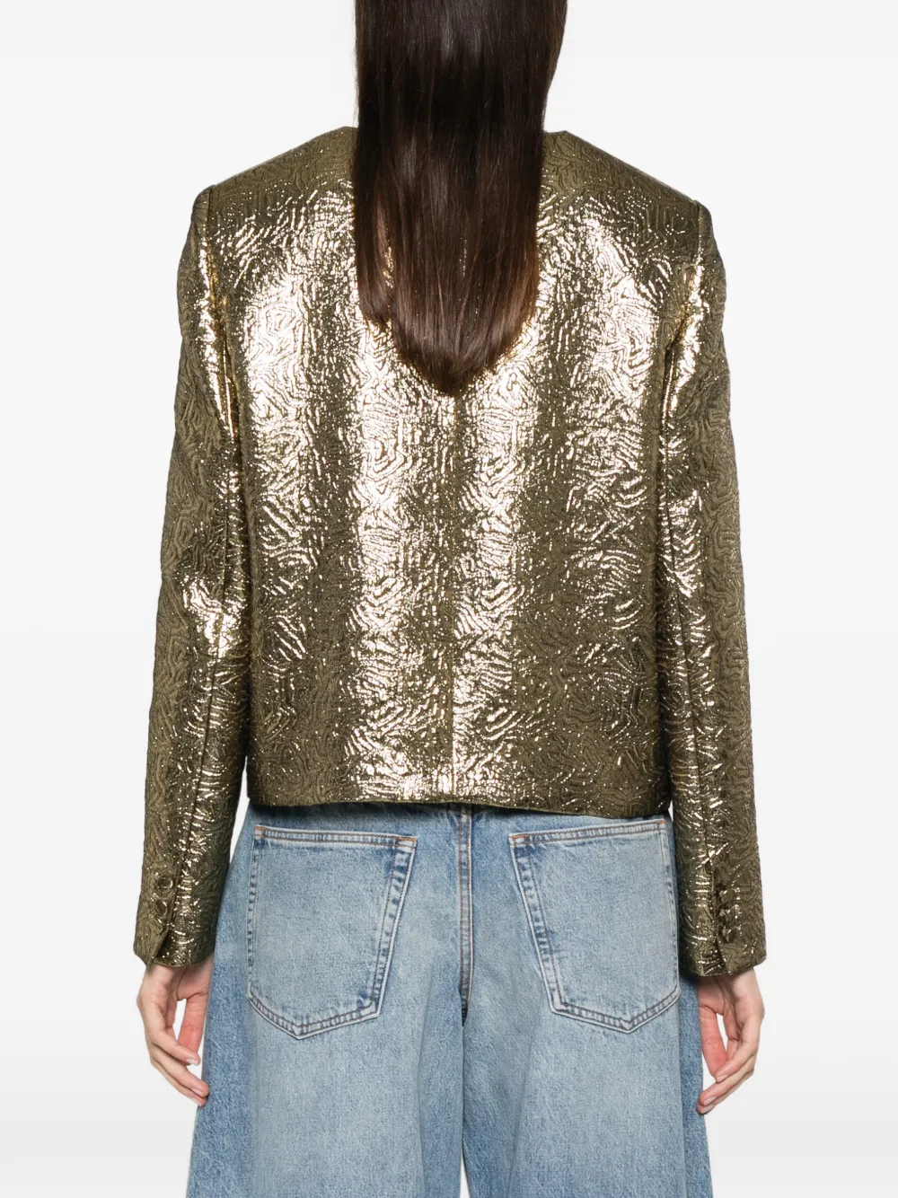 Msgm Button-front Jacket In Gold