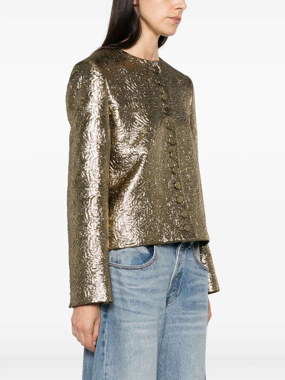 Msgm Button-front Jacket In Gold