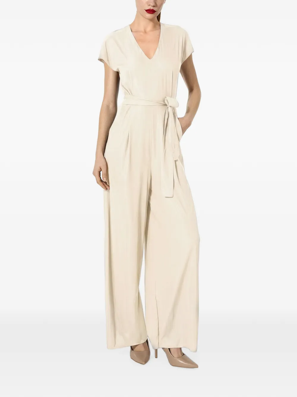 Wolford Jumpsuit met wijde pijpen Beige