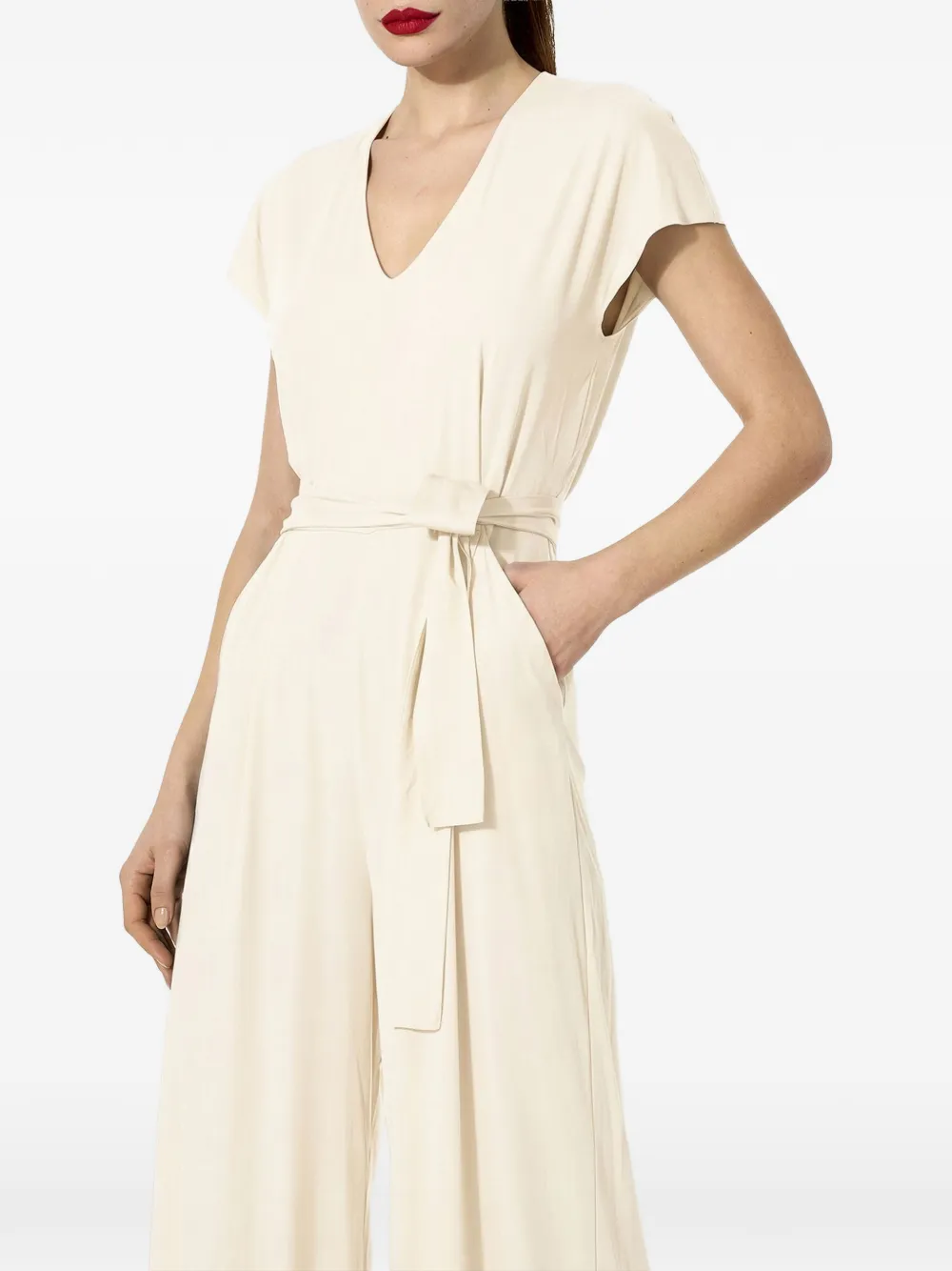 Wolford Jumpsuit met wijde pijpen Beige