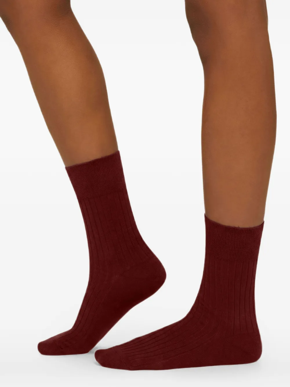 Wolford Ribgebreide sokken Rood