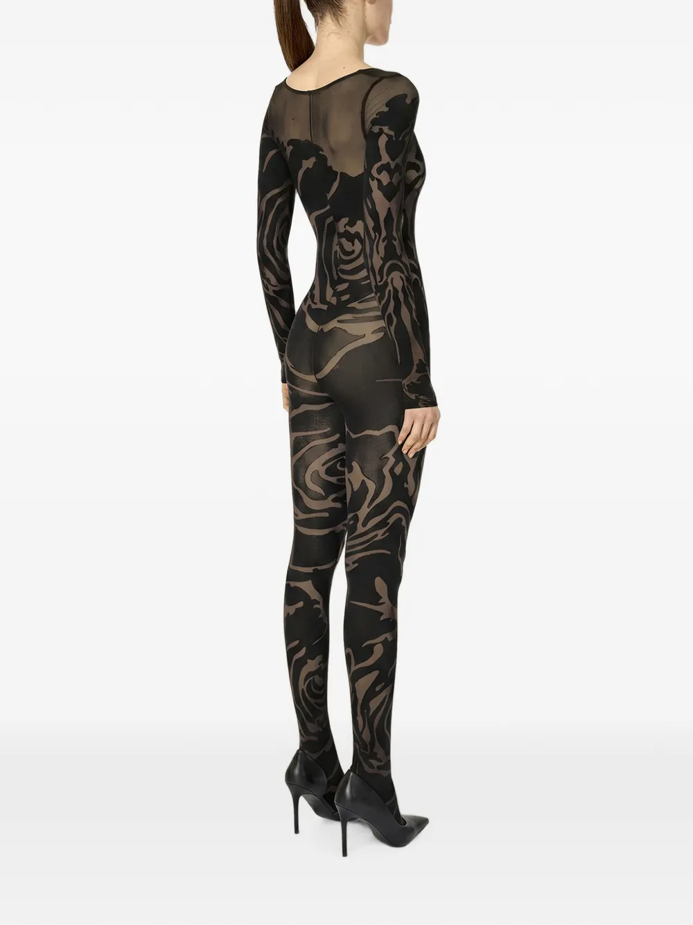 Wolford Semi-doorzichtige jumpsuit met roospatroon Zwart
