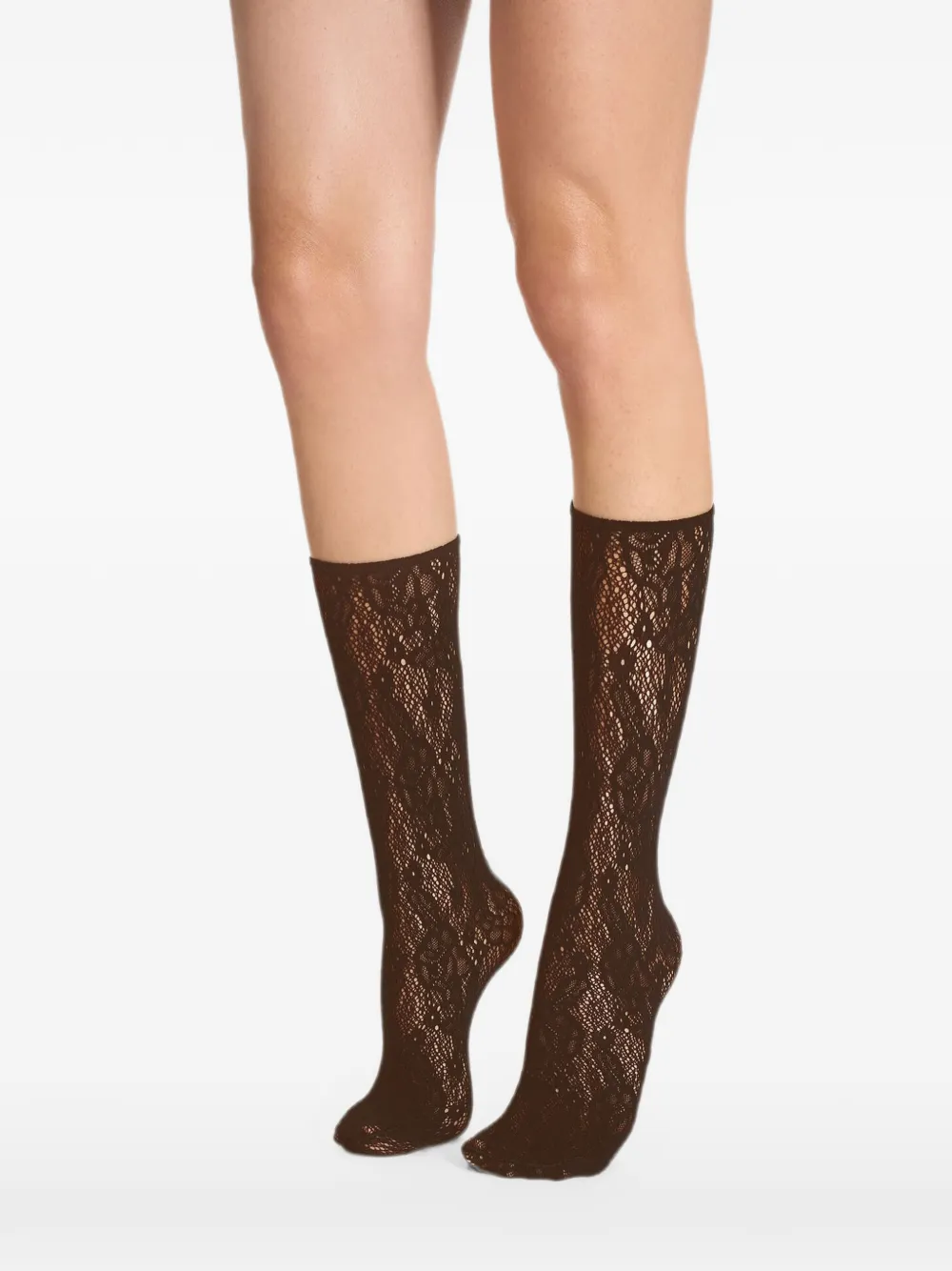 Wolford Infinite Rose Net sokken met golvende lijnen Bruin