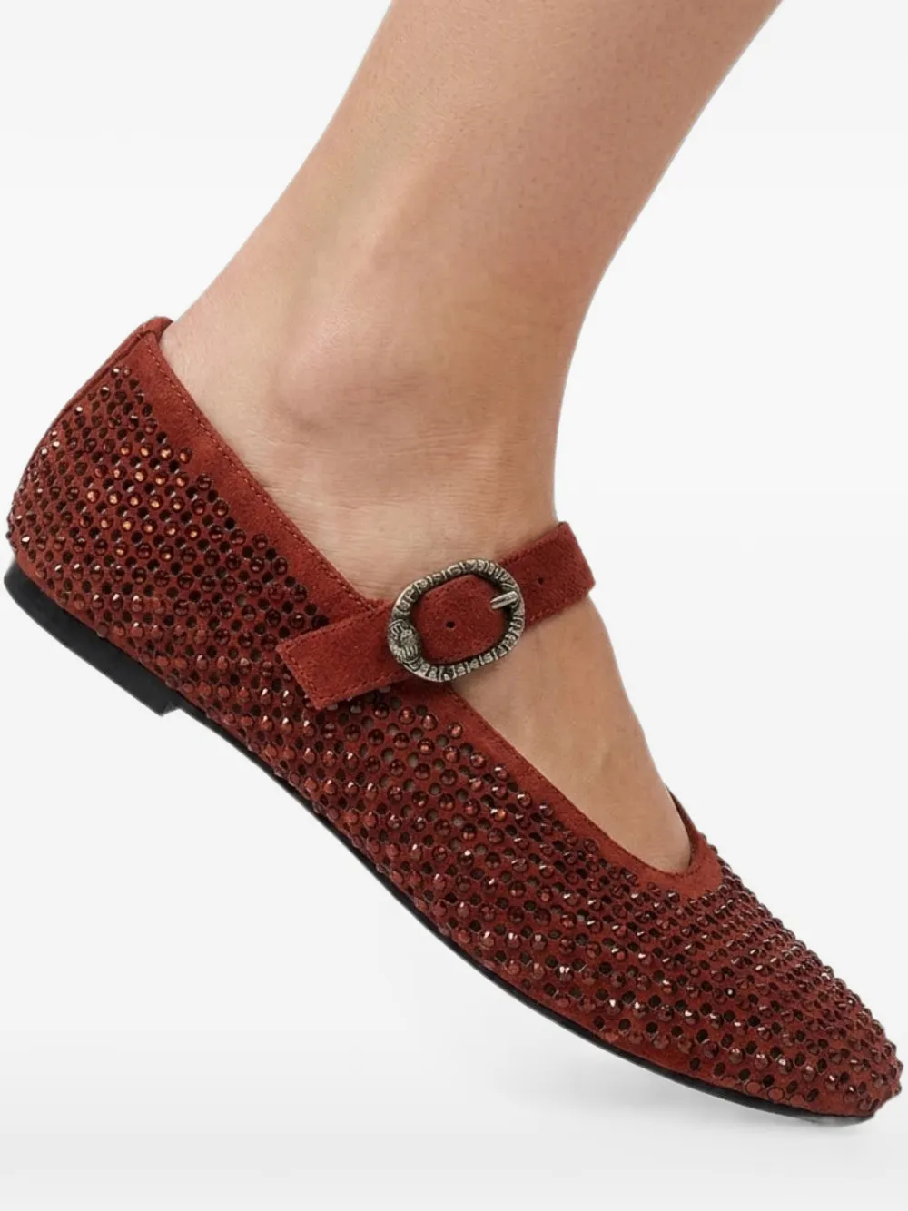 Kurt Geiger London Mayfair crystal-embellished buckle-fastening ballet flats Rood