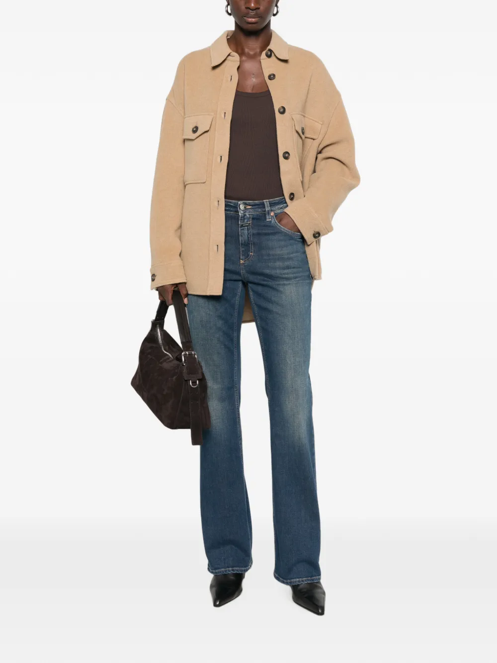 Closed Button-up shirtjack Beige