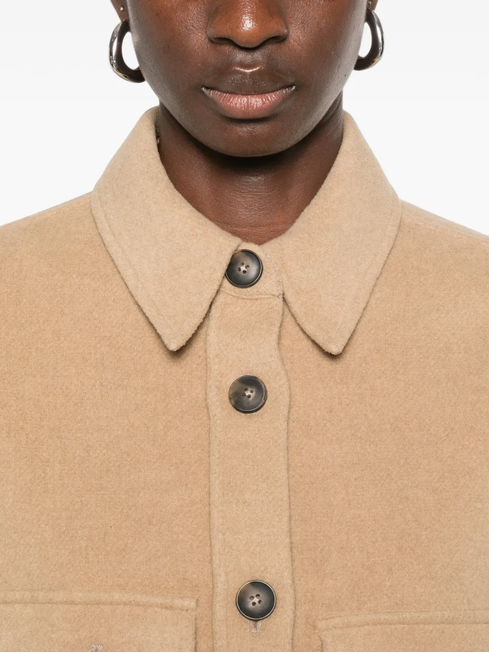 Closed Button-up shirtjack Beige