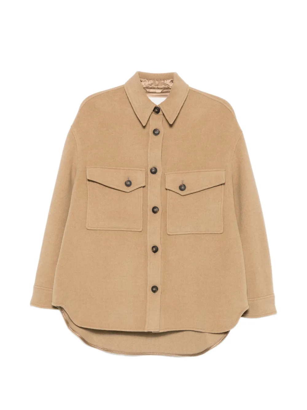 Closed button-up shirt jacket - Nude