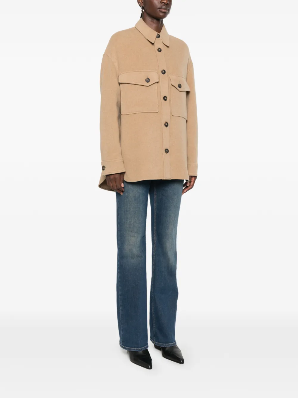 Closed Button-up shirtjack Beige