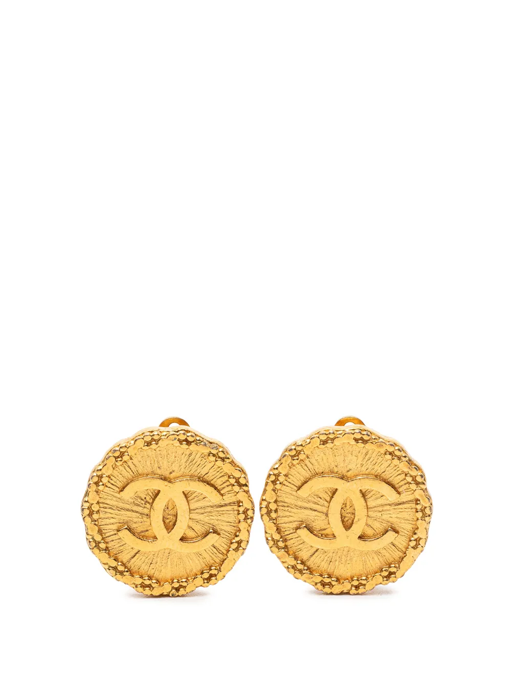 CHANEL Pre-Owned 1996 CC Gold Plated Sunburst Round Clip On Earrings costume earrings - Oro