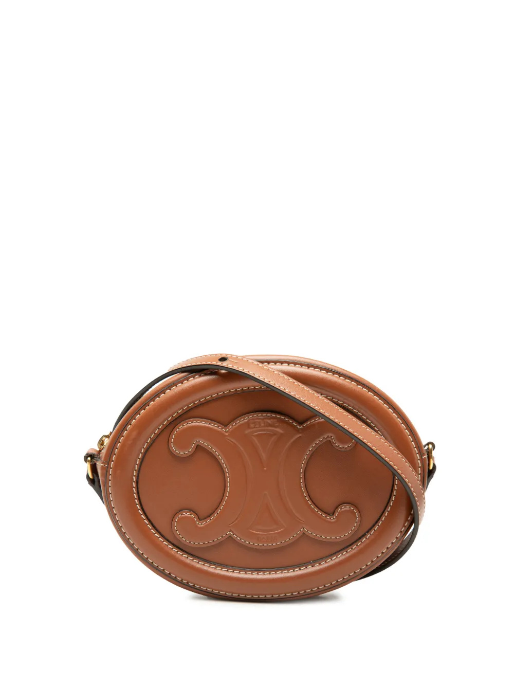 Celine Pre-Owned 2022 Small Calfskin Cuir Triomphe Oval crossbody bag - Brown