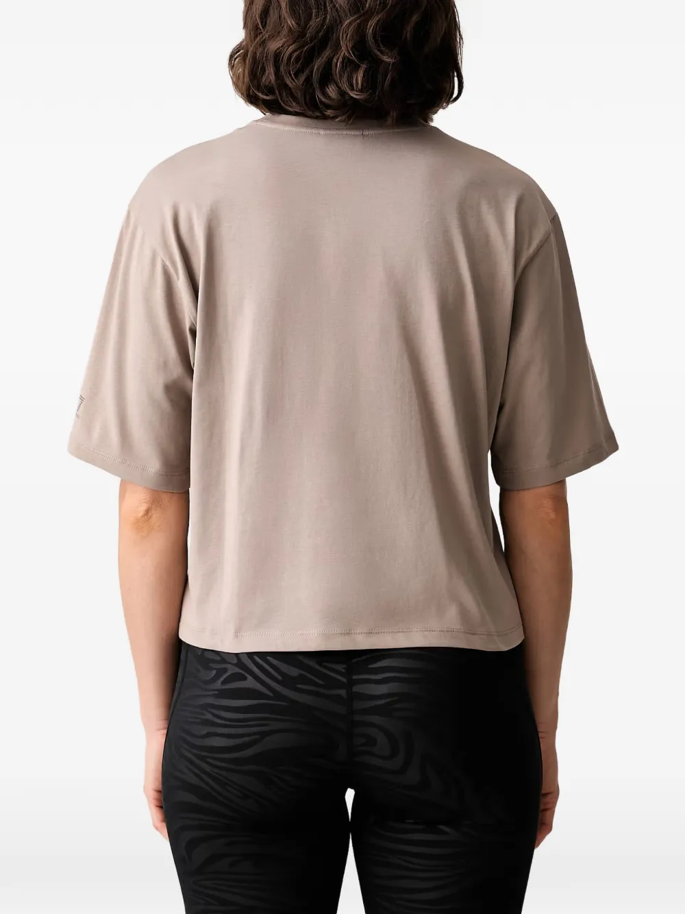 Ea7 Emporio Armani T-shirt met korte mouwen en geborduurde lotus Beige