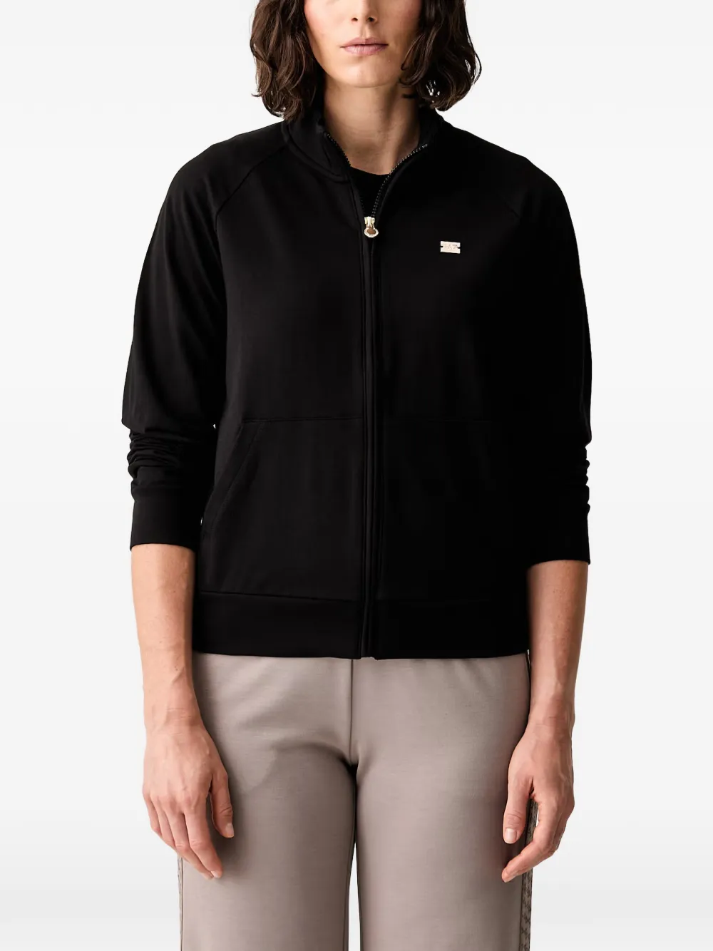 Ea7 Emporio Armani logo-plaque raglan-sleeve jacket - Black