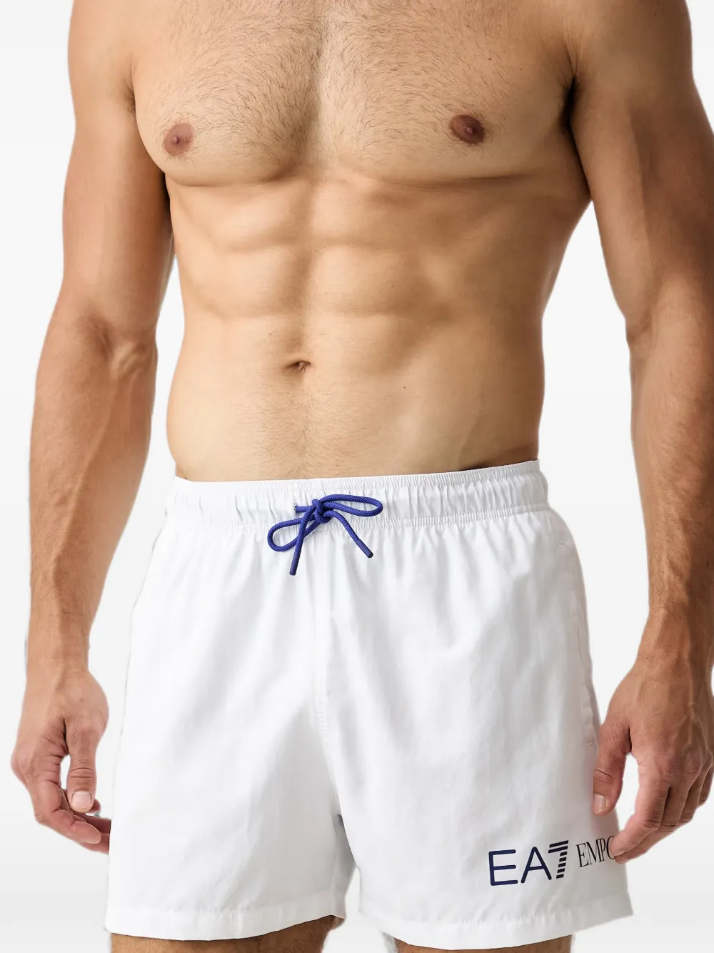 Ea7 Emporio Armani Zwembroek met logoprint en trekkoord Wit