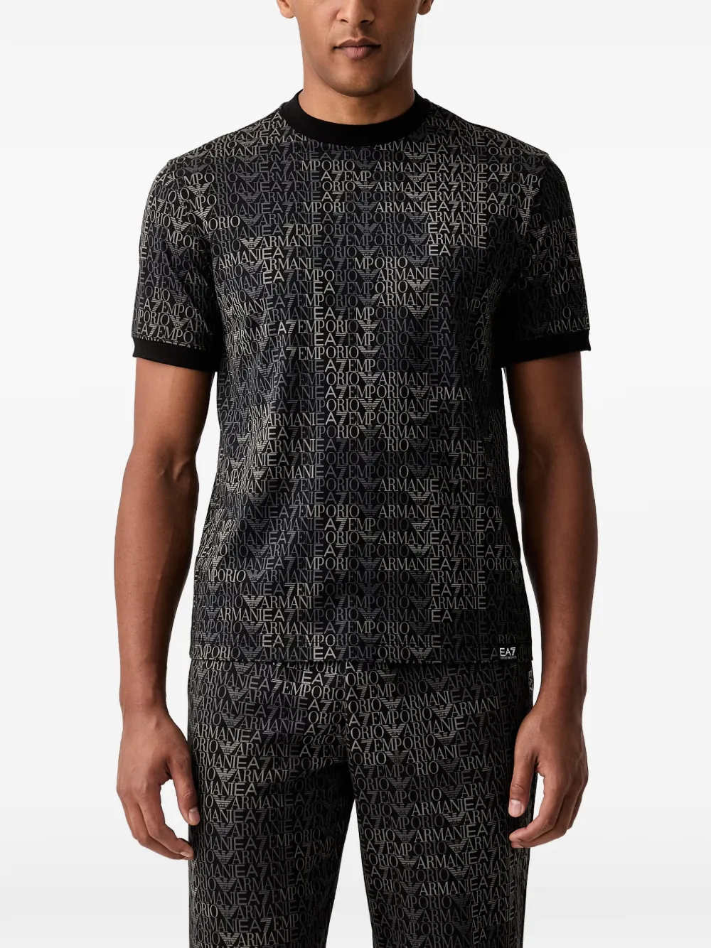 Ea7 Logo-print Short-sleeve T-shirt In Black
