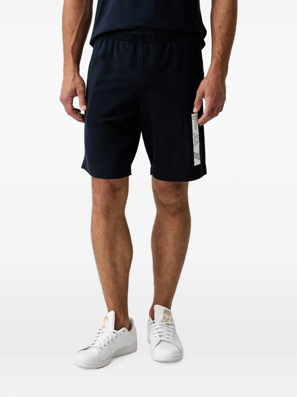 Ea7 Emporio Armani logo-print elasticated-waist shorts - Blu