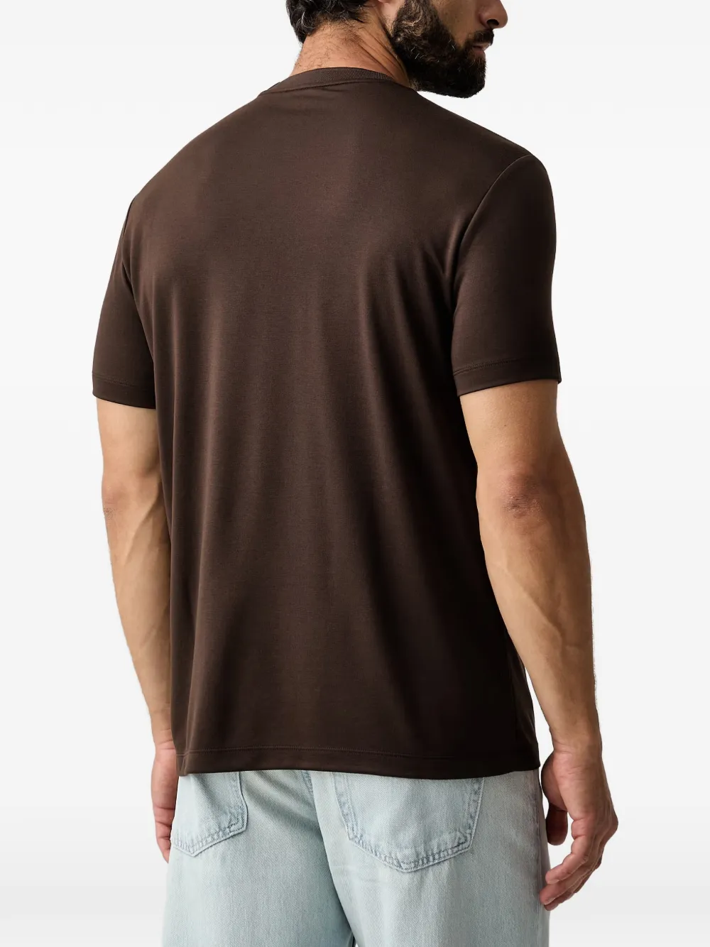 Ea7 Emporio Armani logo-plaque T-shirt Bruin