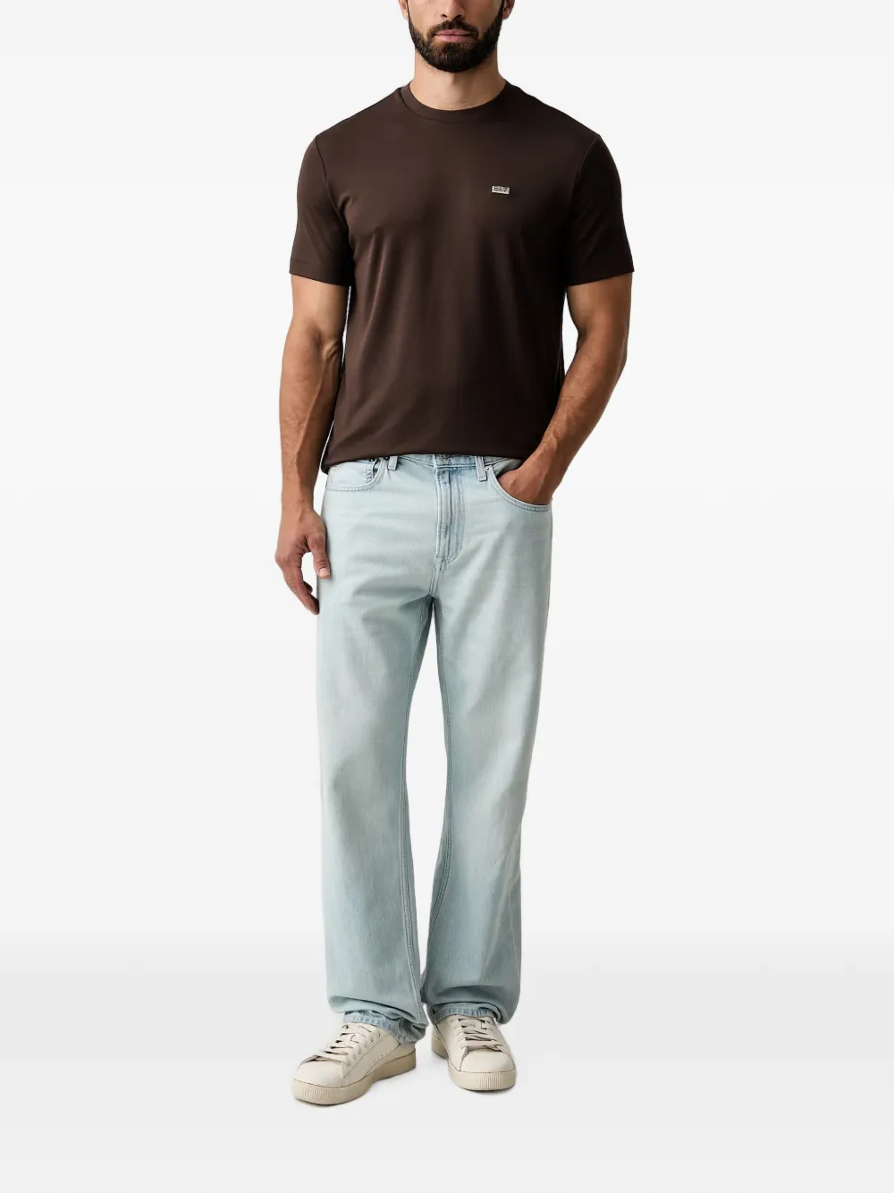 Ea7 Emporio Armani logo-plaque T-shirt Bruin