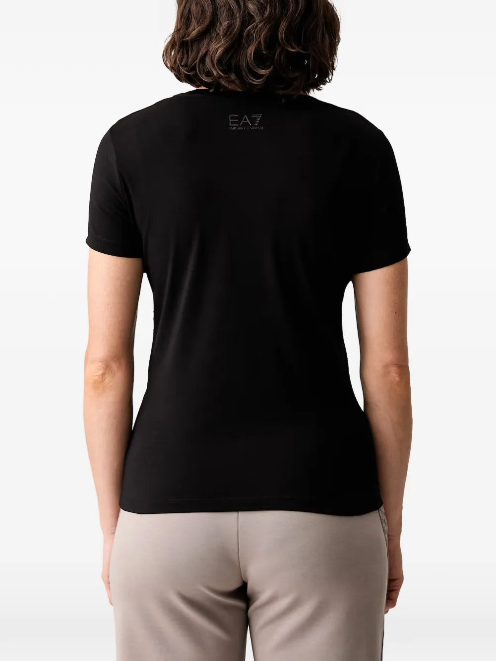 Ea7 Emporio Armani T-shirt verfraaid met stras Zwart