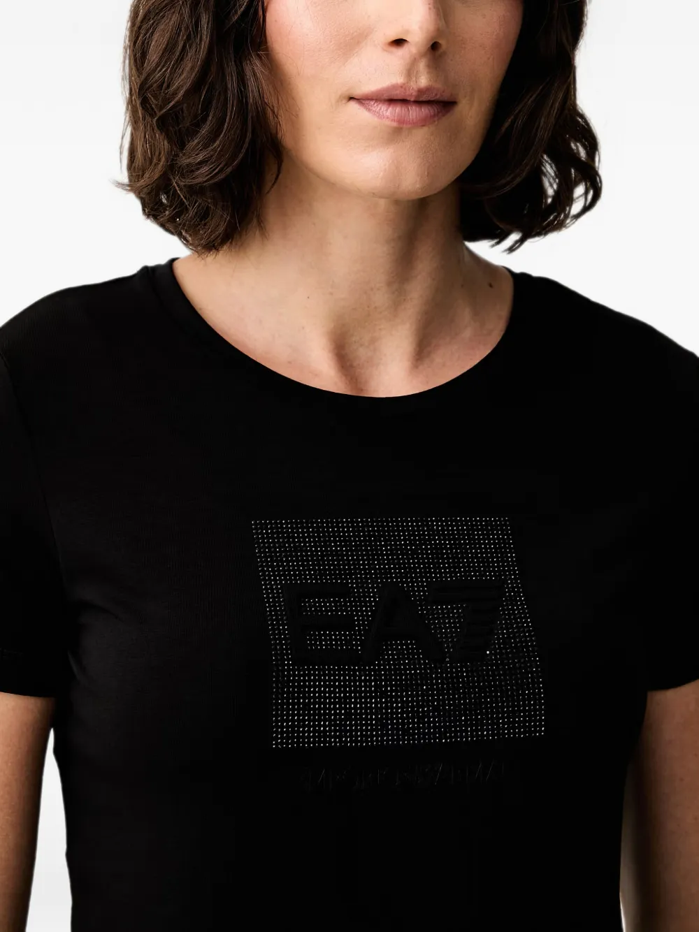 Ea7 Emporio Armani T-shirt verfraaid met stras Zwart