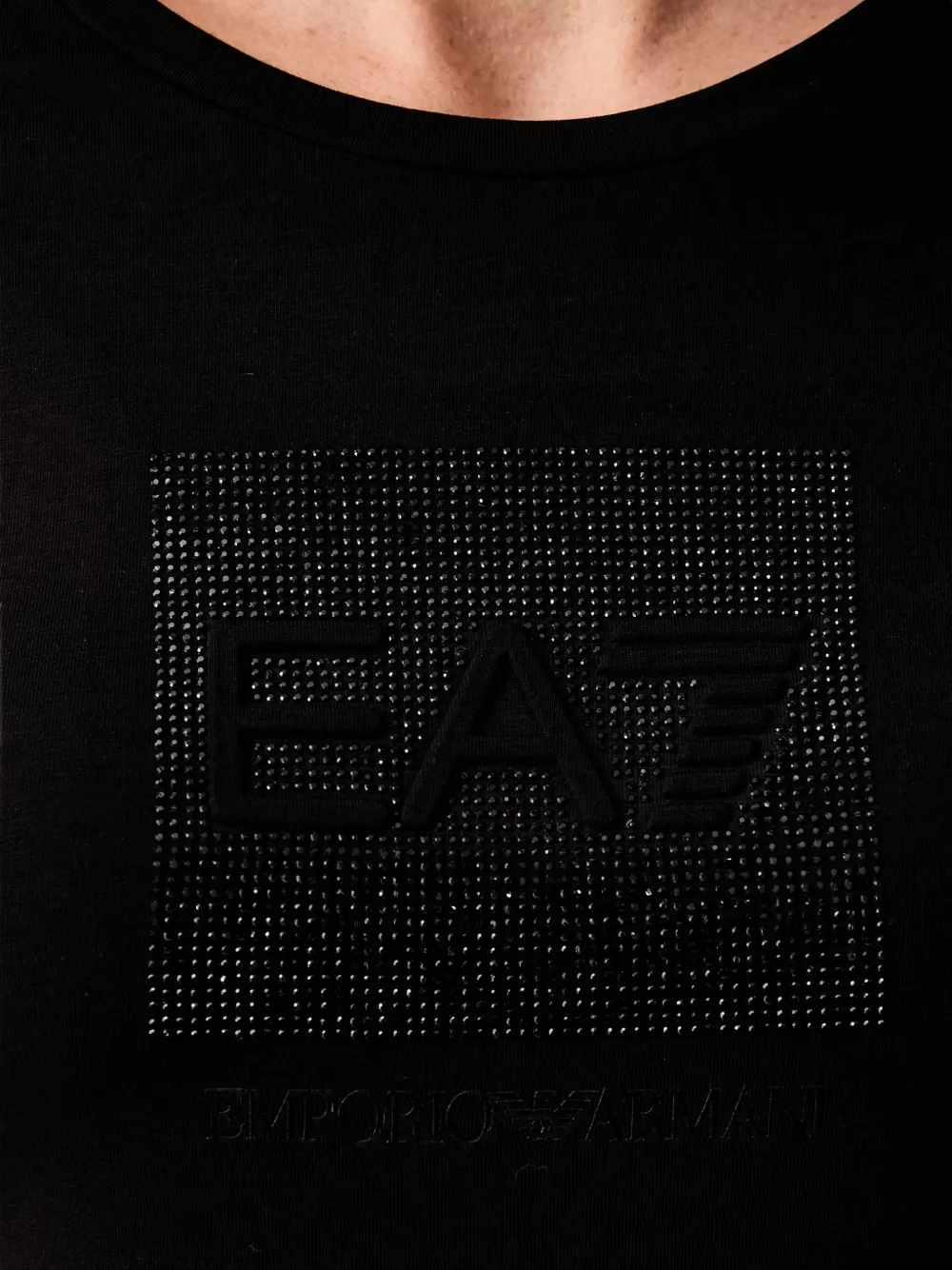Ea7 Emporio Armani T-shirt verfraaid met stras Zwart