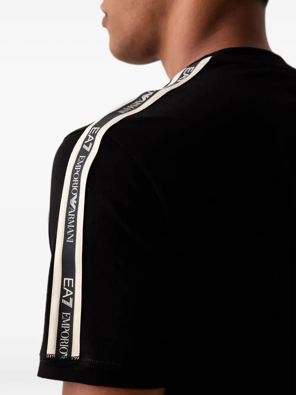 Ea7 Emporio Armani T-shirt met logo-tape Zwart